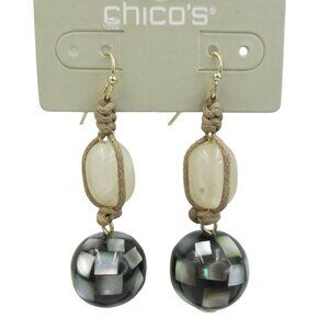 Chico's Drop Earring Handcrafted Mother of Pearl Artistic Holiday Gift NWT $49